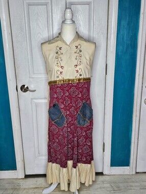 Handmade Boho Dress with Embroidered Bodice